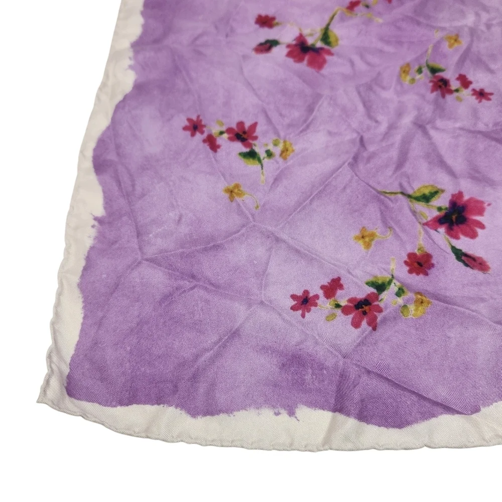 Prada | Women's Purple Printed Silk Twill Foulard Square Floral Printed Scarf